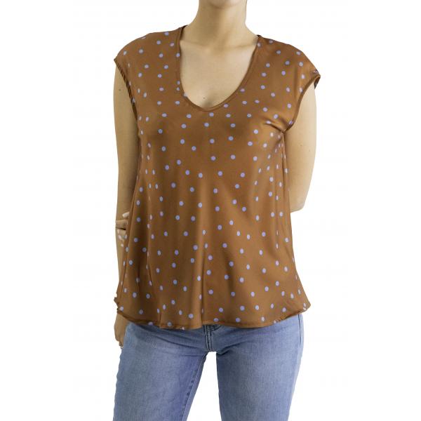 Blusa a pois con scollo a V